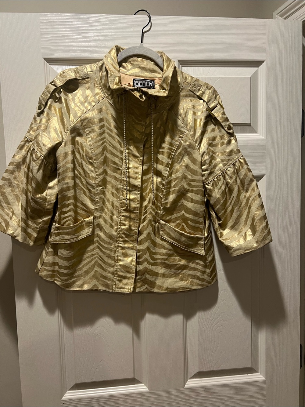 Metallic Gold Zebra-Print Jacket